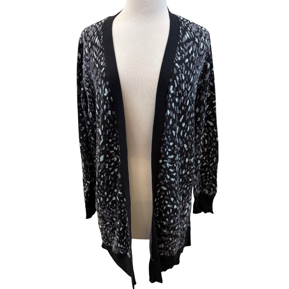 Lane Bryant metallic leopard print long open cardigan sweater 18/20 Plus Size
